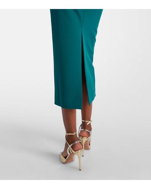 Roland Mouret Green Belted Crêpe Midi Dress