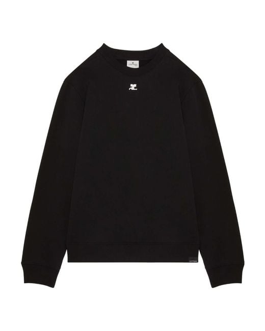 Courreges Black Logo-Appliqué Cotton Sweatshirt for men