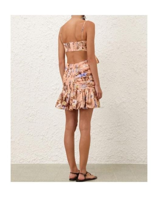 Zimmermann Pink Coco Bow Front Mini Dress