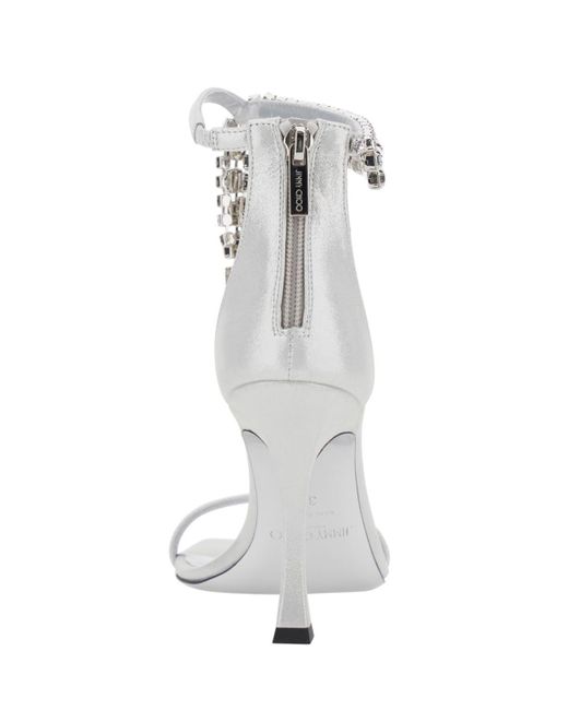 Jimmy Choo White 100Mm Verity Embellished Heeled Sandals