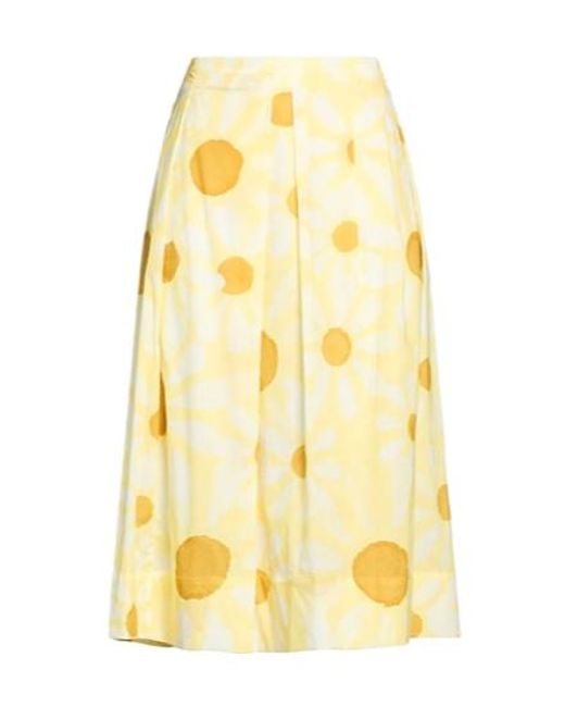 Marni Yellow Floral Printed Pleated Skirt