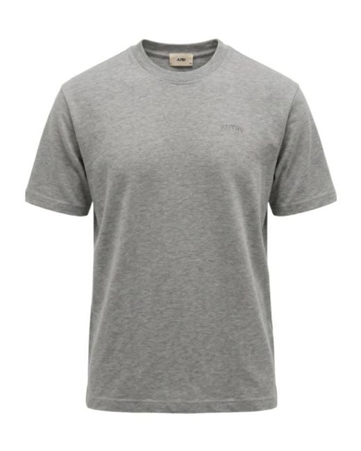 Autry Gray Logo-Embroidered T-Shirt for men