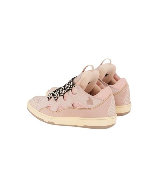 Lanvin Pink Curb Panelled Lace-Up Sneakers