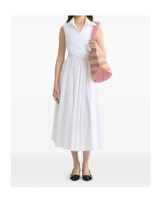 Patou White Draped Midi Dress
