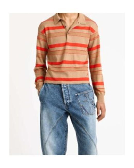 J.W. Anderson Orange Knitted Striped Rugby Polo Top for men