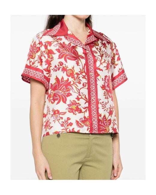 Etro Red Floral Printed Shirt