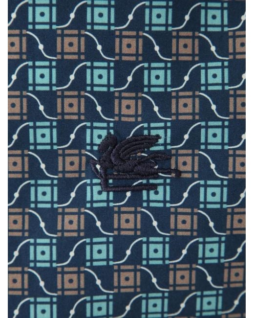 Etro Blue Graphic Printed Buttoned Shirt for men