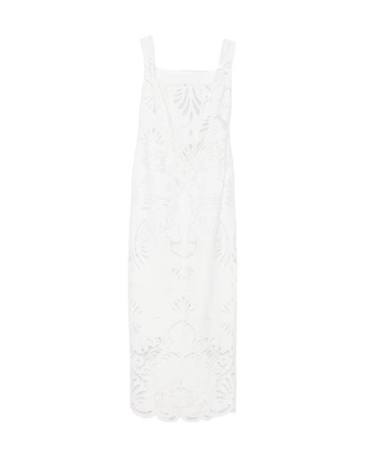 GIUSEPPE DI MORABITO White Broderie-Anglaise Scalloped Maxi Dress