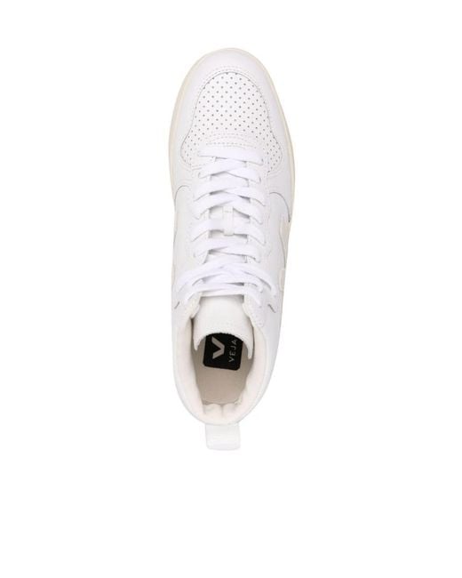 Veja White V-15 High-Top Sneakers