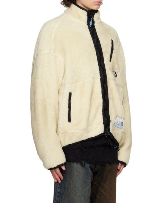 Maison Mihara Yasuhiro Natural Logo-Embroidered Zipped Fleece Jacket for men