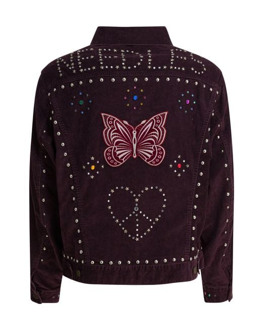 Needles Blue Embellished Buttoned Corduroy Jacket for men