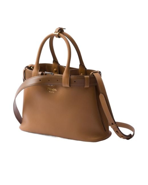 Prada Brown Belted Open-Top Medium Handbag