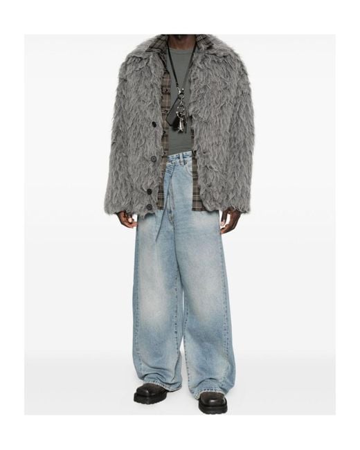 DIESEL Gray Textured Faux-Fur Casual Jacket for men