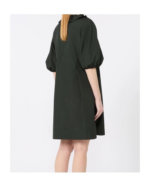 Max Mara Green Cotton Poplin Short Dress With Ruffles