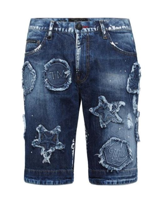 Philipp Plein Blue Logo Detail Shorts for men