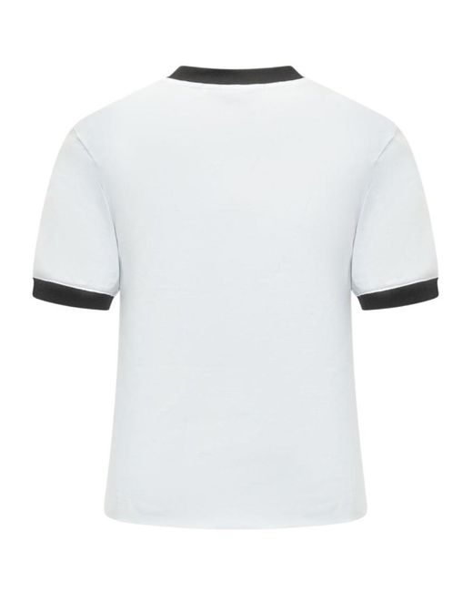 MSGM White Logo Heart Trim T-Shirt