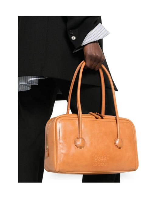 MARGE SHERWOOD Brown Soft Boston Small Shoulder Bag