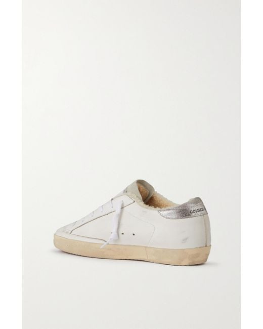 Golden Goose Deluxe Brand Gray Super-Star Shearling-Lined Distressed Suede And Leather Sneakers