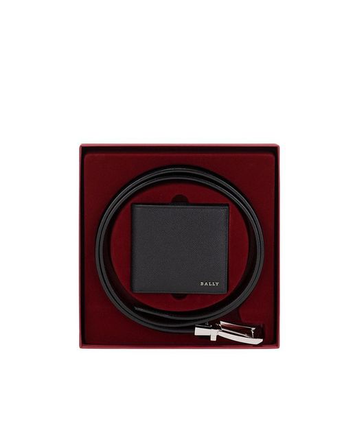 Bally Black Logo Wallet Belt Set for men