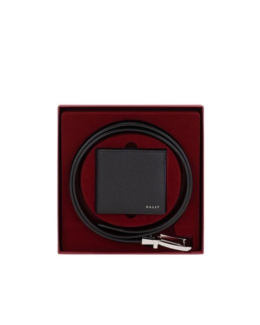 Bally Black Logo Wallet Belt Set for men