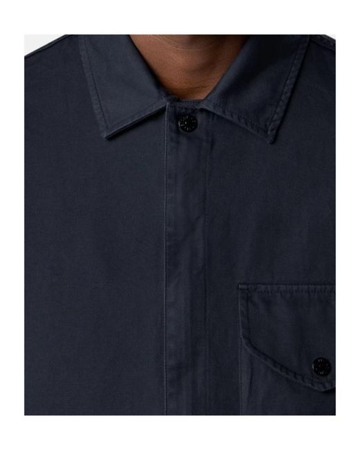 Stone Island Blue Comfort-Fit Zip-Up Overshirt With Chest Pocket for men