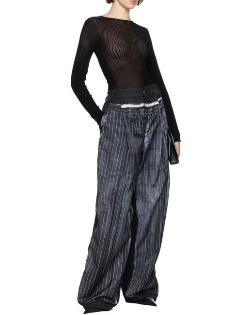 Jean Paul Gaultier Women's Black The Morphing Pinstripe Bodysuit