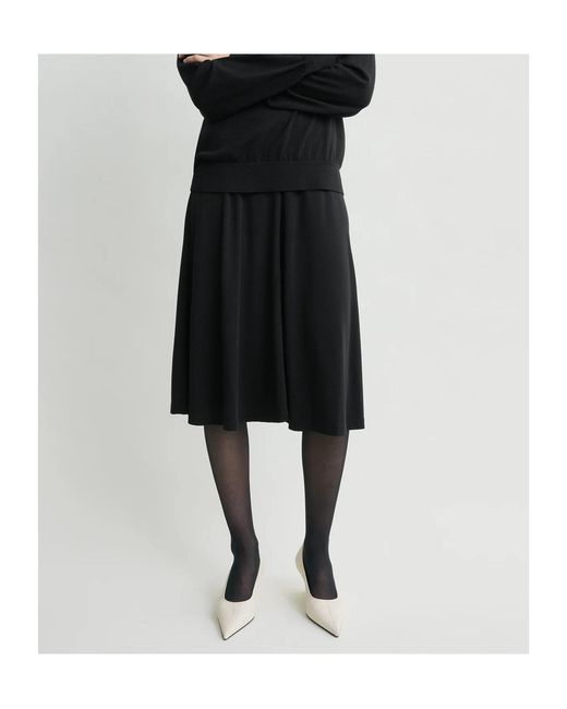 Totême  Black Totême A-Line Fluid Midi Skirt