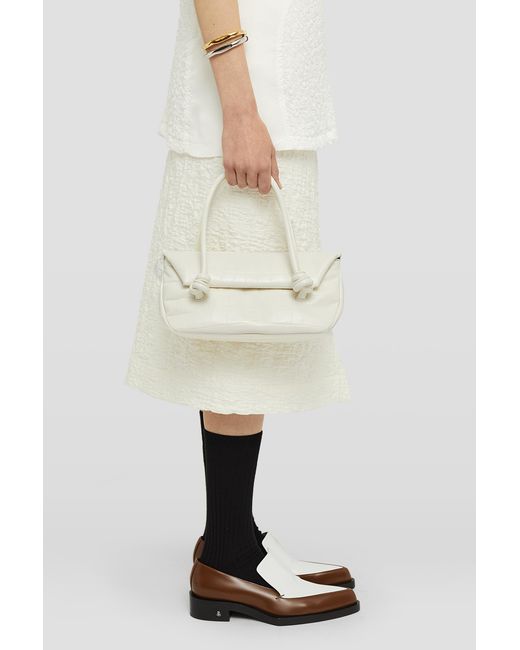 Jil Sander White Small Knot-Detailed Embossed Shoulder Bag