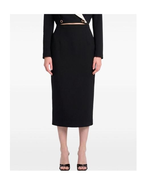 Alessandra Rich Black Crepe Midi Skirt