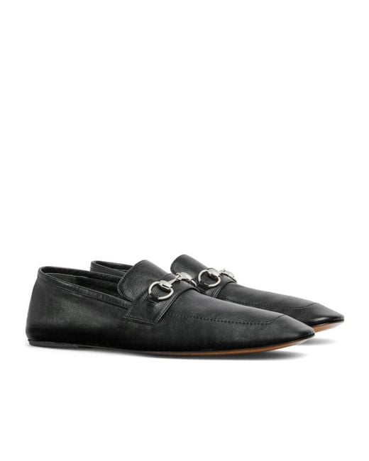Gucci Black Horsebit Detailed Loafers for men