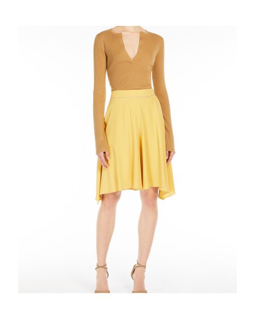 Max Mara Natural V-Neck Long-Sleeved Top