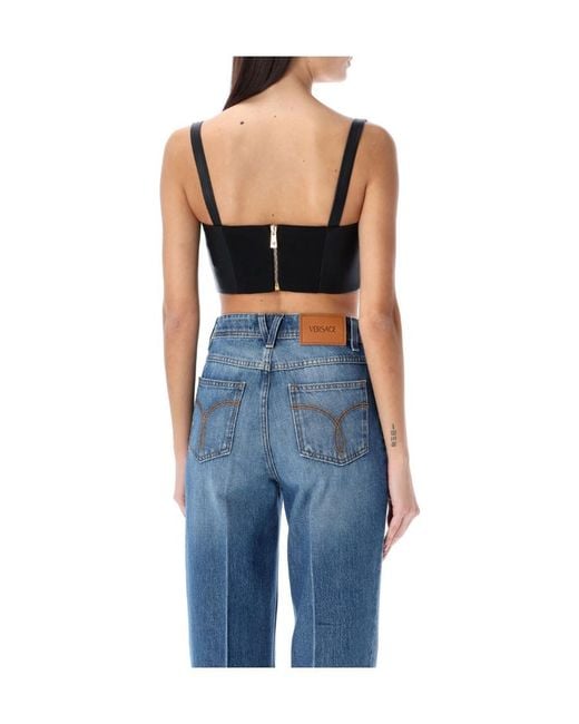 Versace Blue Medusa Hardware Straps Bustier