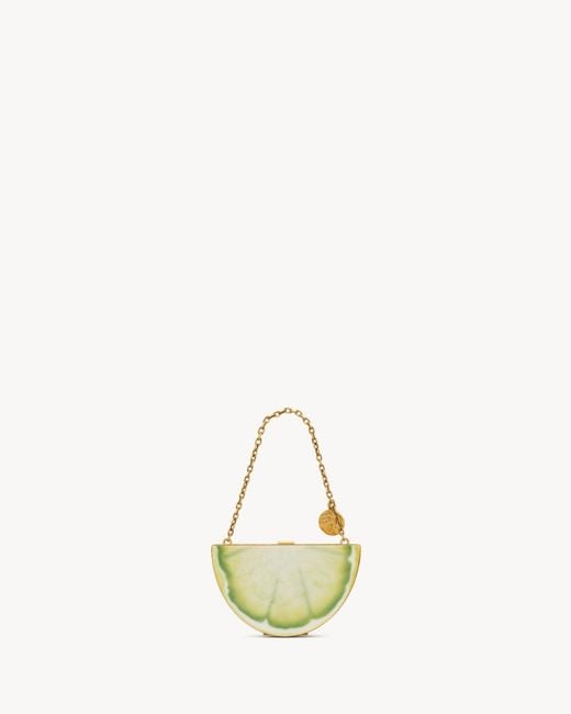 Saint Laurent Metallic Evening Mini Lemon Clutch Bag