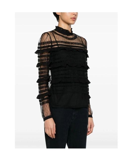 Twinset Black Ruffle-Detail Blouse