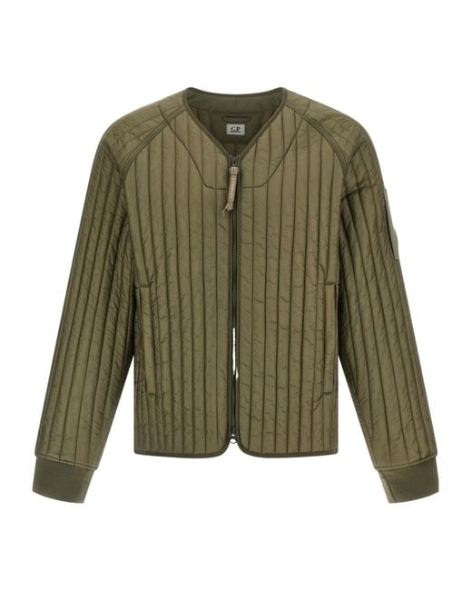 C P Company Green Ribbed Primaloft Jacket for men