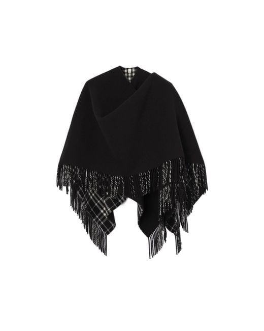 Burberry Black Wool Blanket Cape