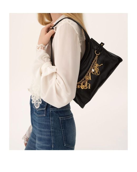 Chloé Black Charms Hobo Bag In Shiny Leather