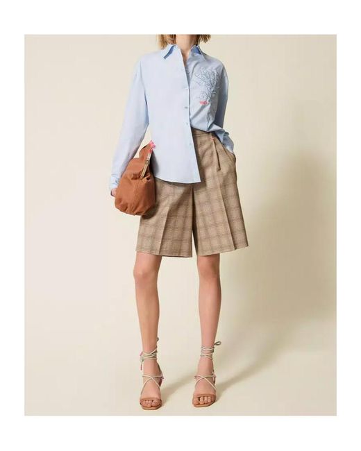 Twinset Blue X Myfo Floral-Embroidered Shirt