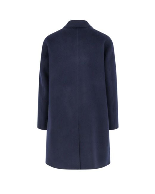 Aspesi Blue Single-Breasted Concealed-Placket Coat for men