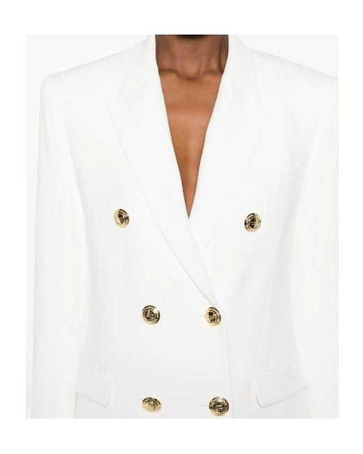 Elisabetta Franchi White Double-Breasted Blazer