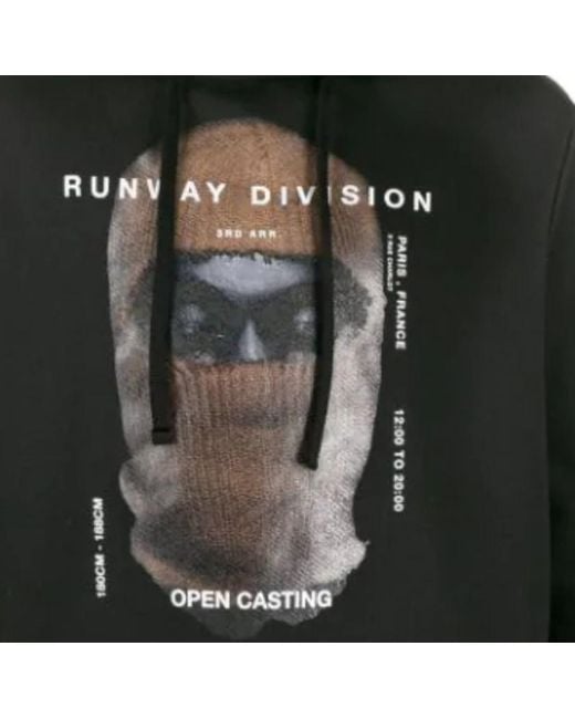 Ih Nom Uh Nit Black 'Runway Division' Printed Hooded Sweater for men