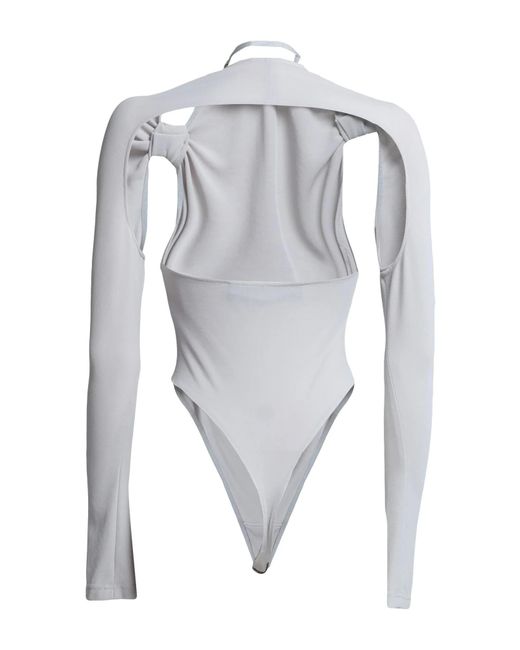 Jacquemus White Solid-Color Chiffon Long-Sleeve Turtleneck