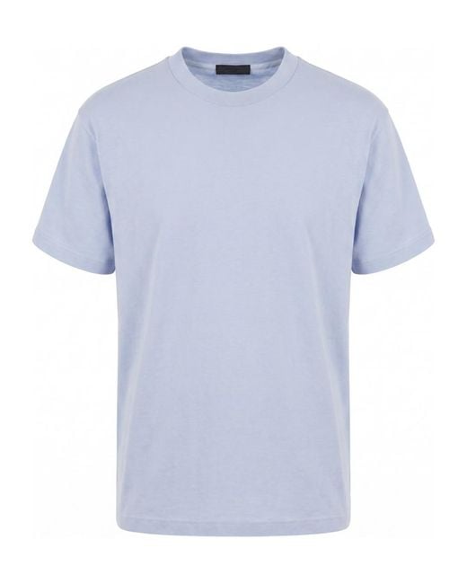 Prada Blue Logo-Patch Crew-Neck T-Shirt for men