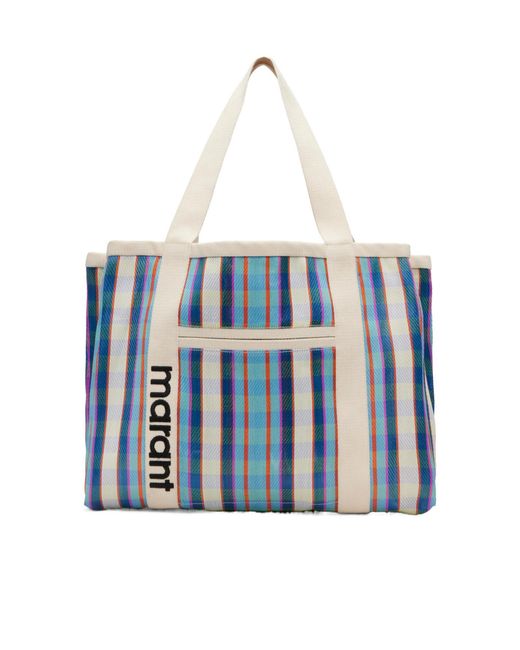 Isabel Marant Blue Darwen Check Tote Bag