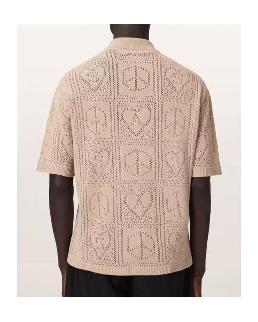 AllSaints Natural Arktx Perforated-Knit Short-Sleeve Cardigan for men