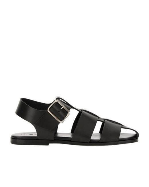 Aeyde Black Buckle Fastened Cut Out Sandals