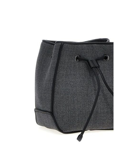 Brunello Cucinelli Gray Monile Drawstring Bucket Bag