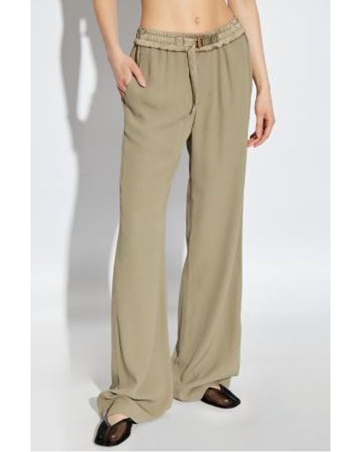 AMI Natural Logo Detailed Drawstring Palazzo Pants
