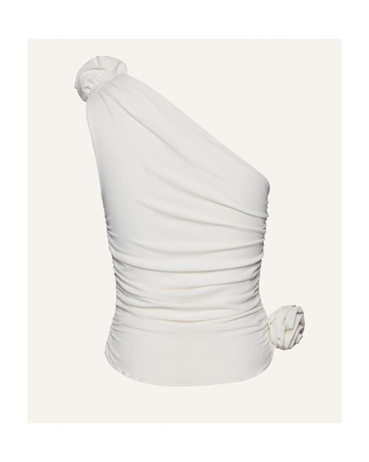 Magda Butrym White One Shoulder Ruched Top