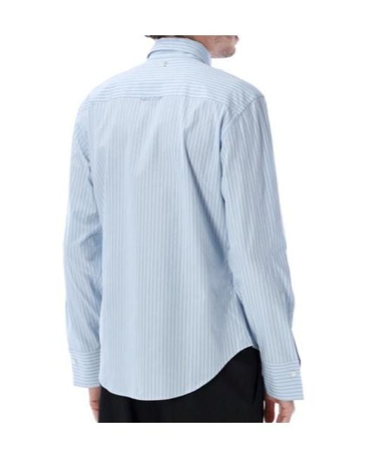 AMI Blue Ruffled Stripe Shirt for men